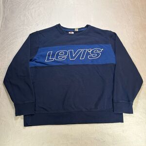 Levi's Navy Blue Logo Crewneck Sweatshirt Men's 2XL Colorblock Pullover